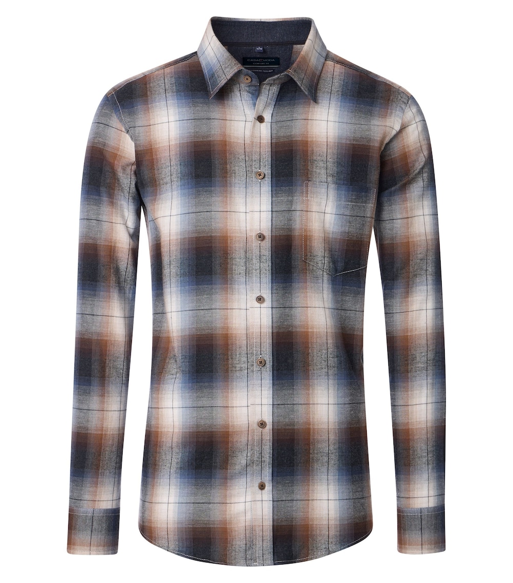 Große Größen Freizeithemd kariert Comfort Fit, Herren, orange, Größe: L, Baumwolle, Happy Size DE Men von CASAMODA