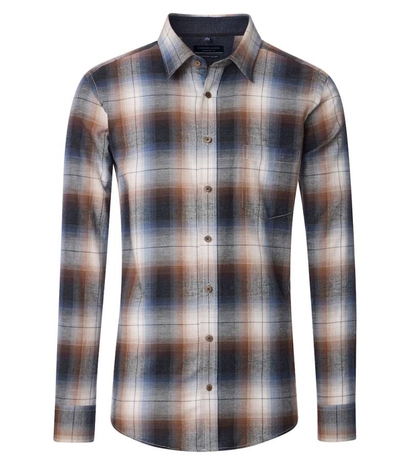 Große Größen Freizeithemd kariert Comfort Fit, Herren, orange, Größe: L, Baumwolle, Happy Size DE Men von CASAMODA