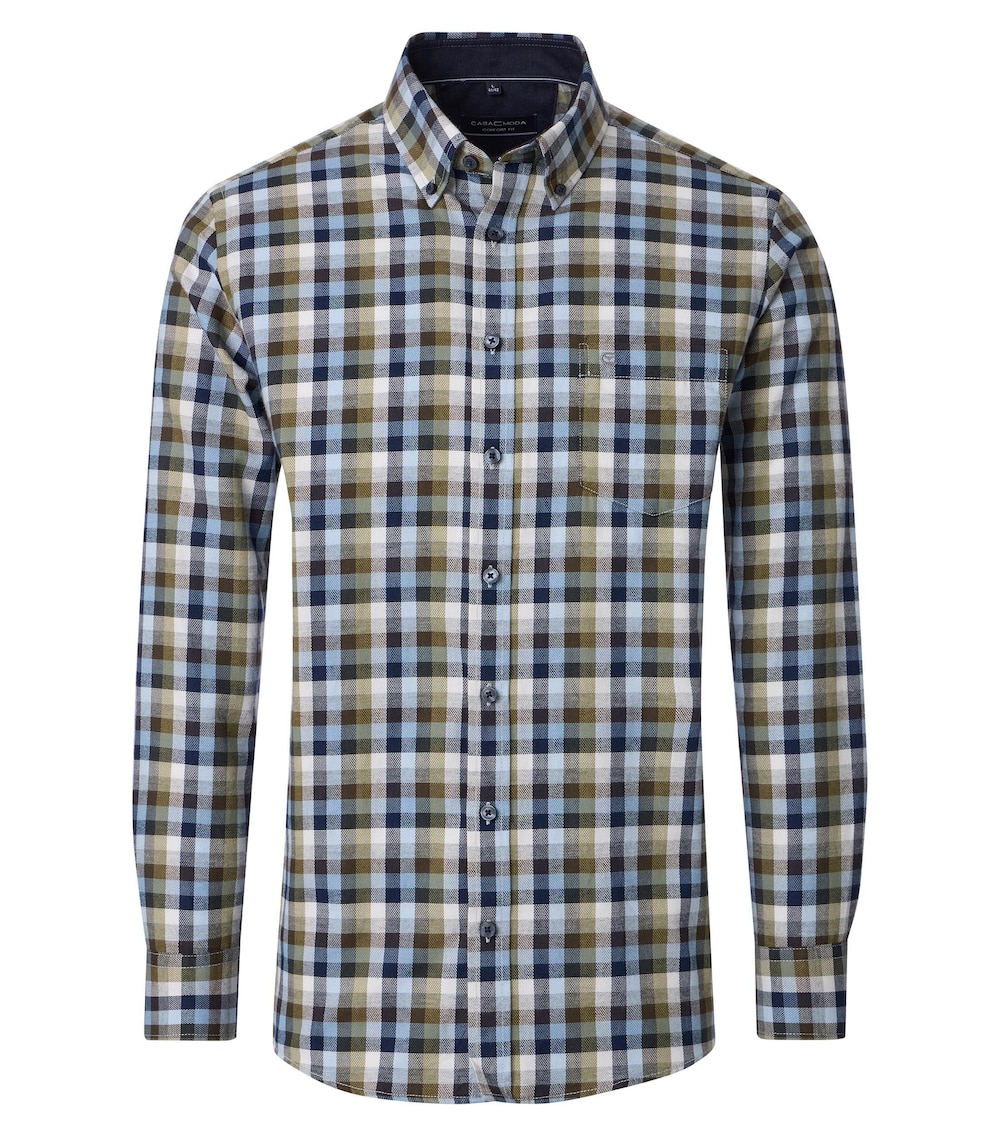 Große Größen Freizeithemd kariert Comfort Fit, Herren, türkis, Größe: 5XL, Baumwolle, Happy Size DE Men von CASAMODA