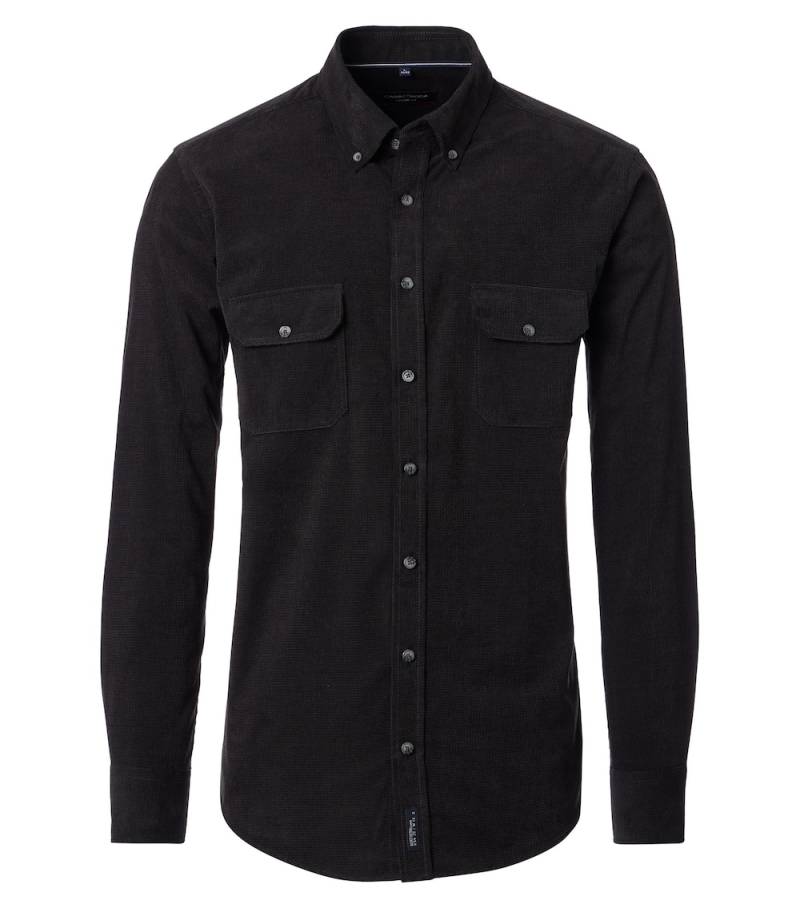 Große Größen Freizeithemd uni Casual Fit, Herren, schwarz, Größe: 5XL, Baumwolle, Happy Size DE Men von CASAMODA
