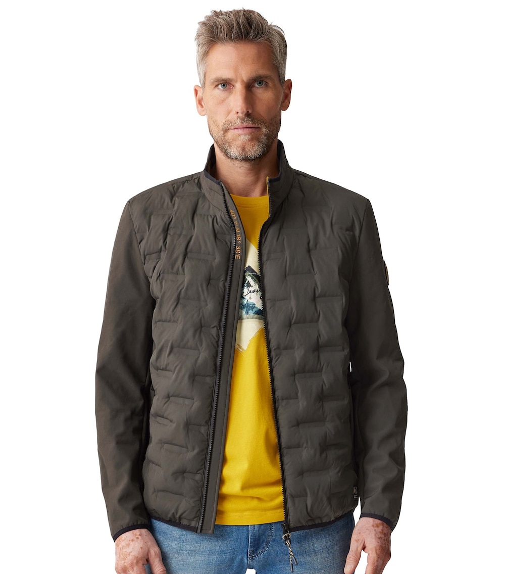 Große Größen Materialmixjacke uni, Herren, grün, Größe: 3XL, Polyester, Happy Size DE Men von CASAMODA