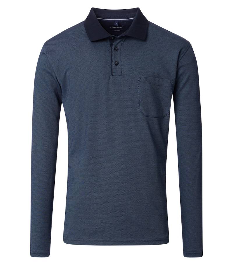 Große Größen Polo-Shirt Langarm gestreift, Herren, blau, Größe: L, Baumwolle/Polyester, Happy Size DE Men von CASAMODA