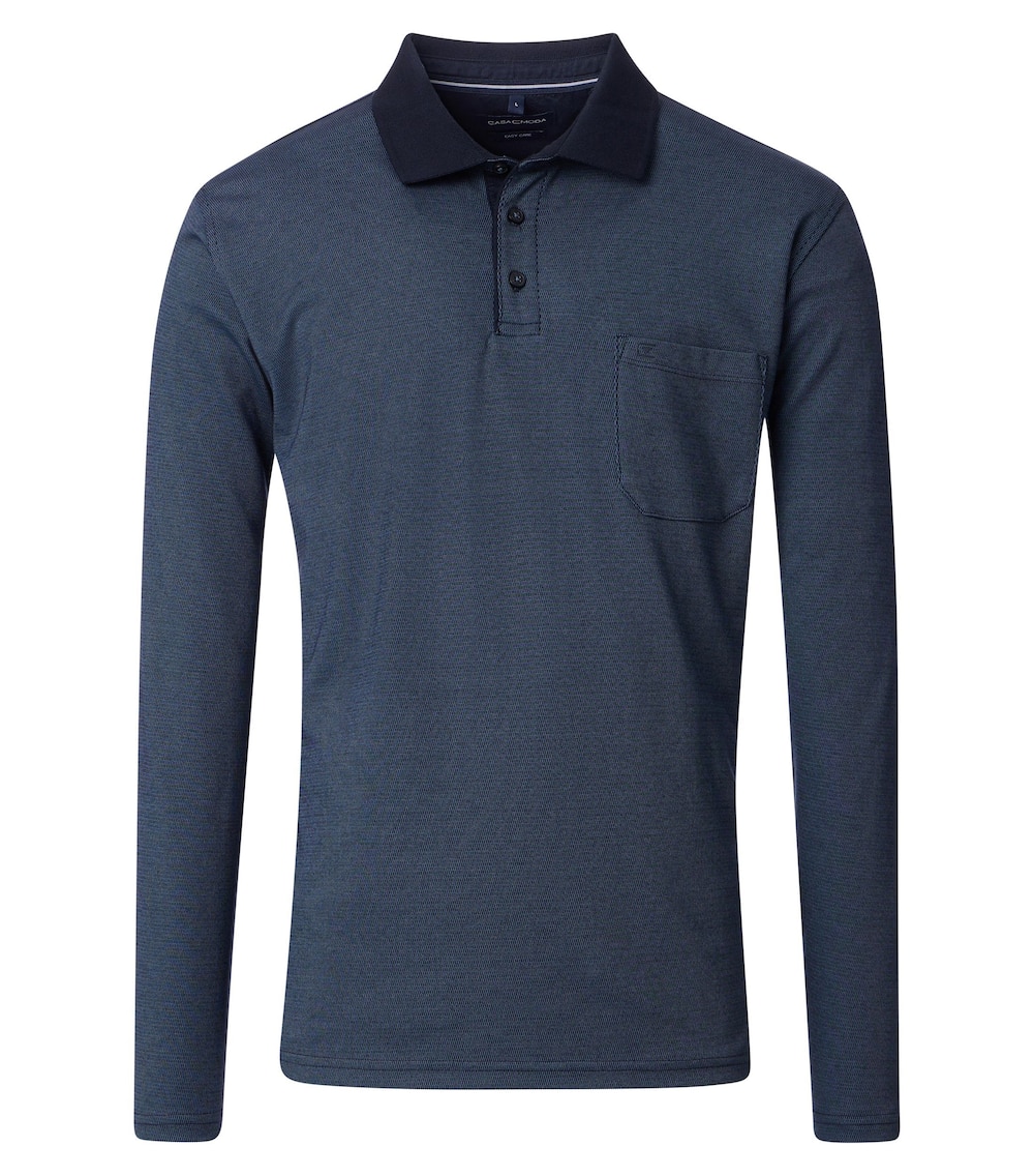 Große Größen Polo-Shirt Langarm gestreift, Herren, blau, Größe: XL, Baumwolle/Polyester, Happy Size DE Men von CASAMODA