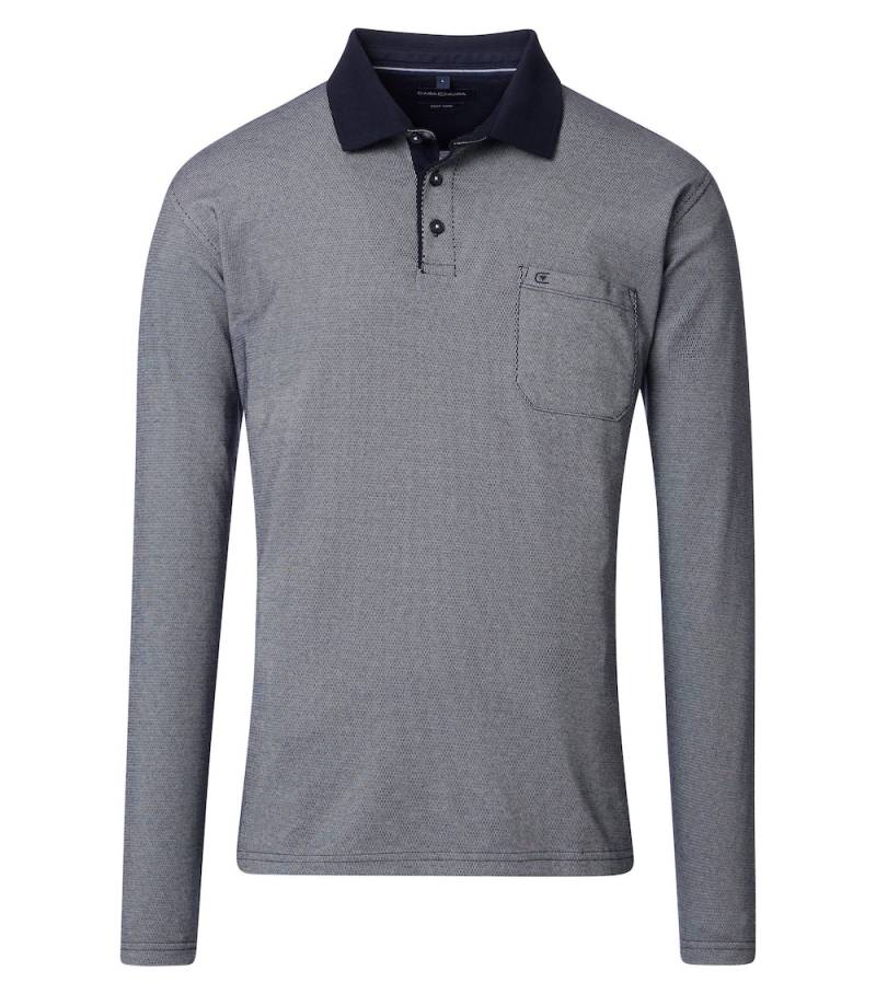 Große Größen Polo-Shirt Langarm gestreift, Herren, grau, Größe: XL, Baumwolle/Polyester, Happy Size DE Men von CASAMODA