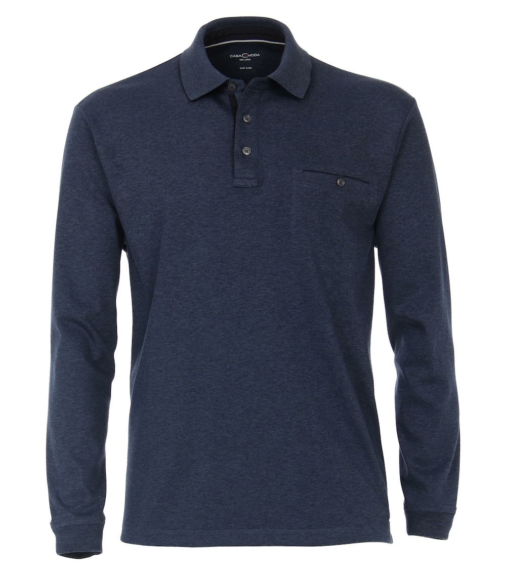 Große Größen Polo-Shirt Langarm gestreift, Herren, grau, Größe: XXL, Baumwolle/Polyester, Happy Size DE Men von CASAMODA