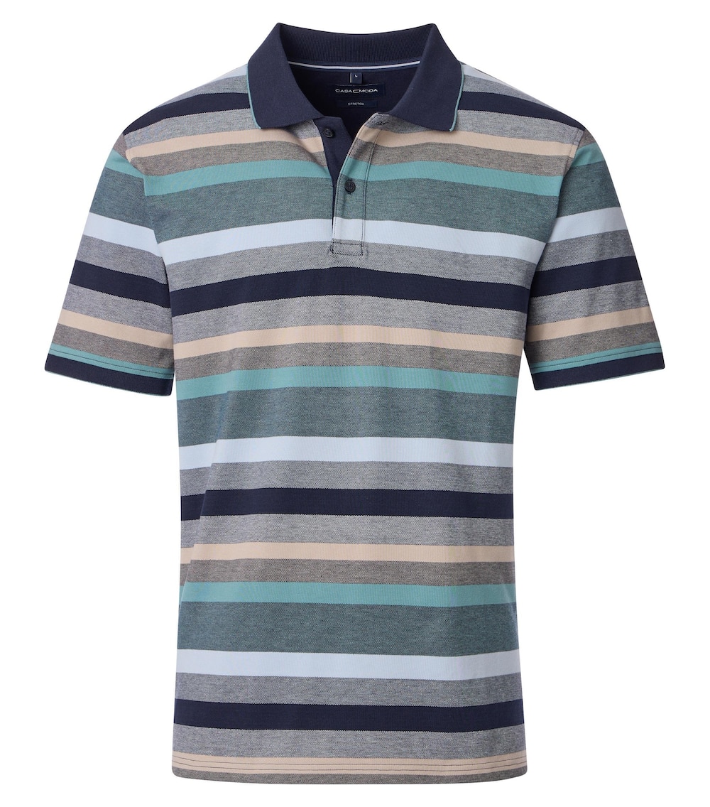 Große Größen Polo-Shirt gestreift, Herren, blau, Größe: XXL, Baumwolle, Happy Size DE Men von CASAMODA
