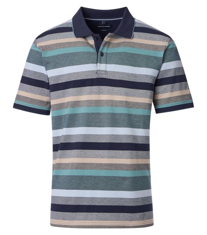 Große Größen Polo-Shirt gestreift, Herren, blau, Größe: XXL, Baumwolle, Happy Size DE Men von CASAMODA