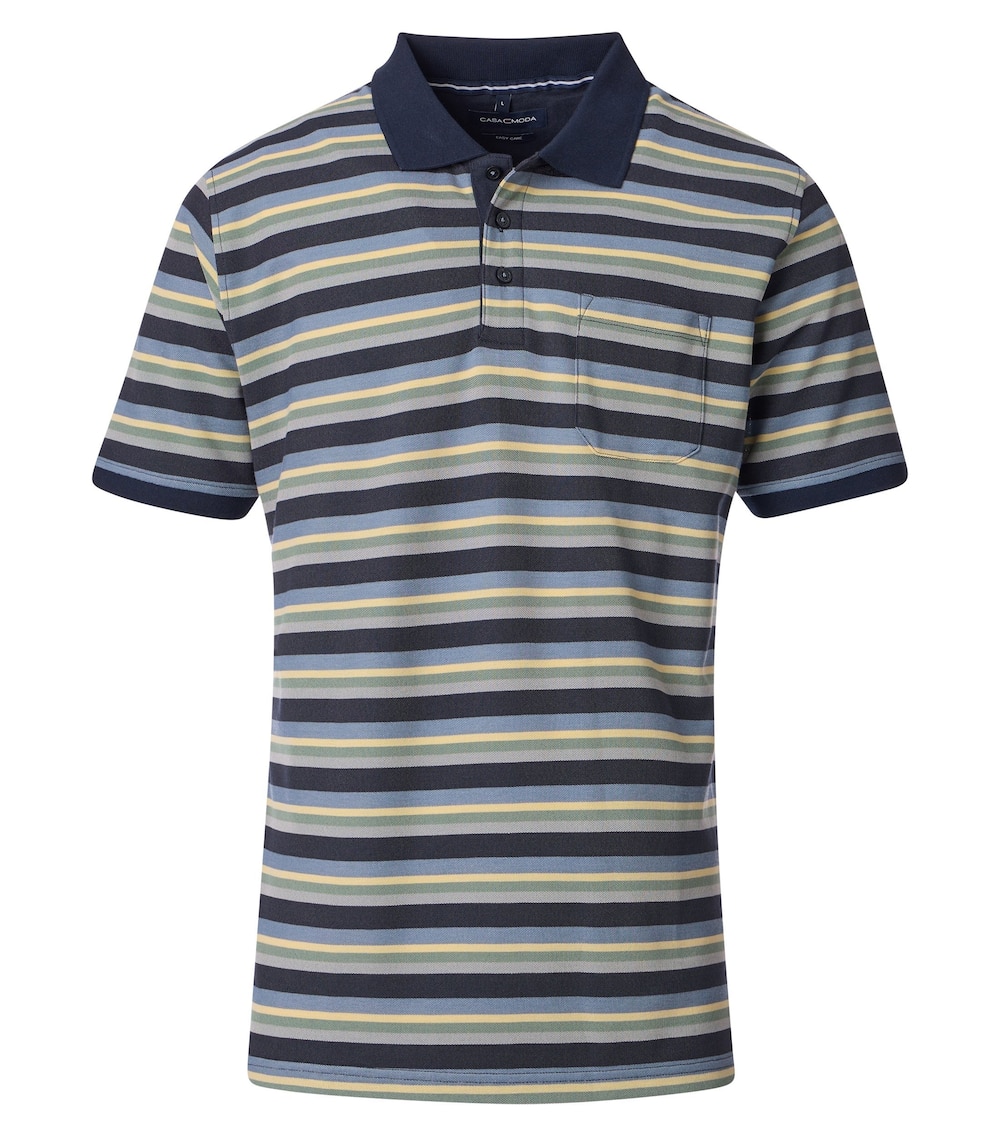 Große Größen Polo-Shirt gestreift, Herren, blau, Größe: XXL, Polyester/Baumwolle, Happy Size DE Men von CASAMODA