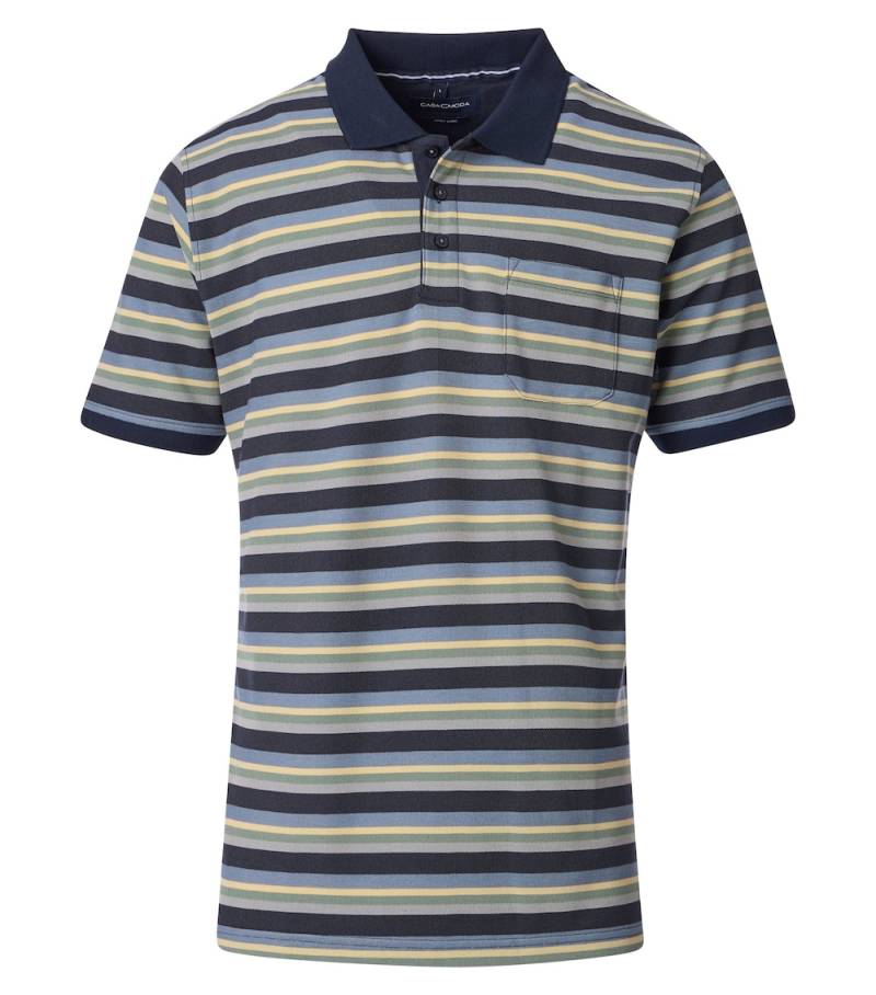 Große Größen Polo-Shirt gestreift, Herren, blau, Größe: XXL, Polyester/Baumwolle, Happy Size DE Men von CASAMODA