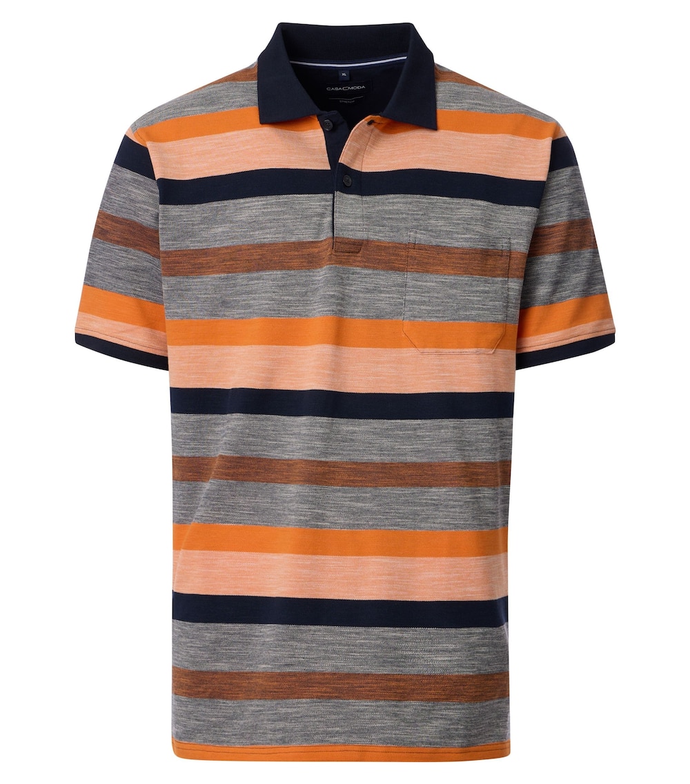 Große Größen Polo-Shirt gestreift, Herren, orange, Größe: XL, Baumwolle, Happy Size Men von CASAMODA