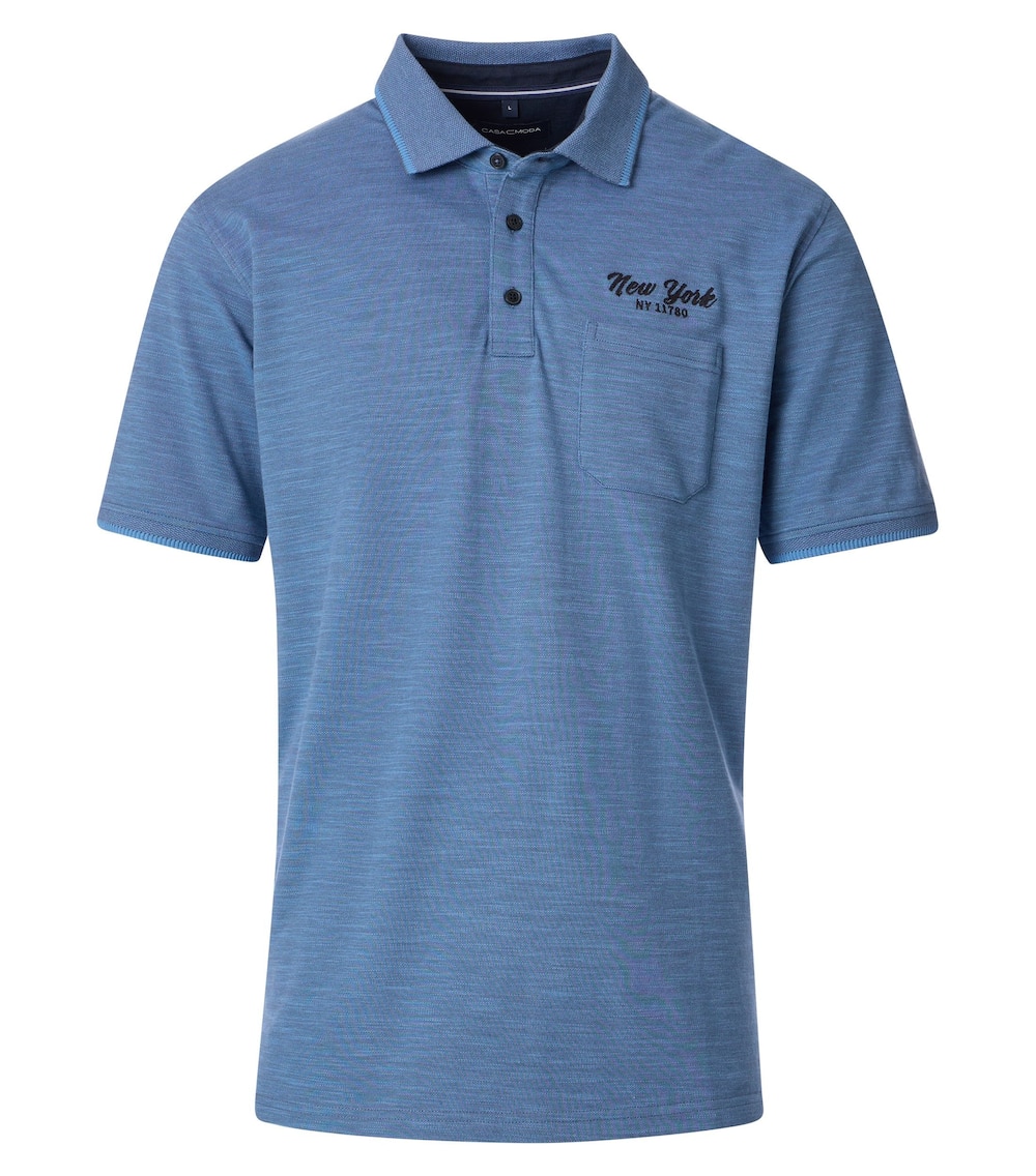 Große Größen Polo-Shirt uni, Herren, blau, Größe: XL, Baumwolle, Happy Size DE Men von CASAMODA