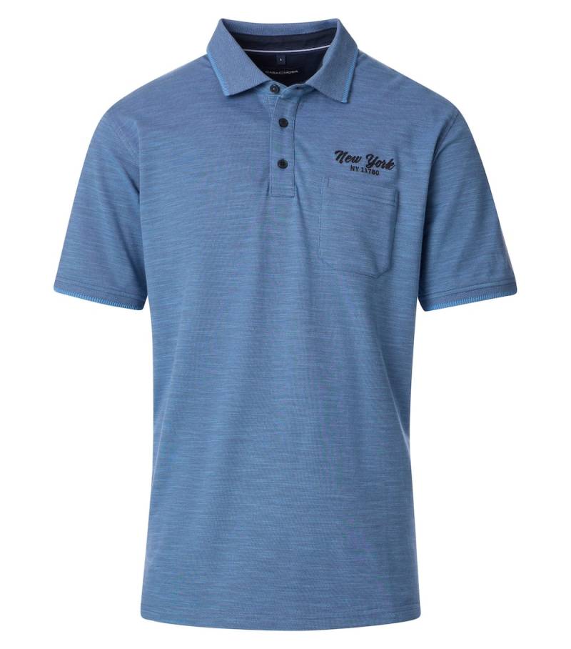 Große Größen Polo-Shirt uni, Herren, blau, Größe: XL, Baumwolle, Happy Size DE Men von CASAMODA