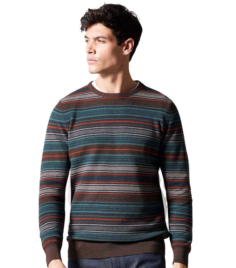 Große Größen Pullover gestreift, Herren, braun, Größe: XXL, Baumwolle, Happy Size DE Men von CASAMODA