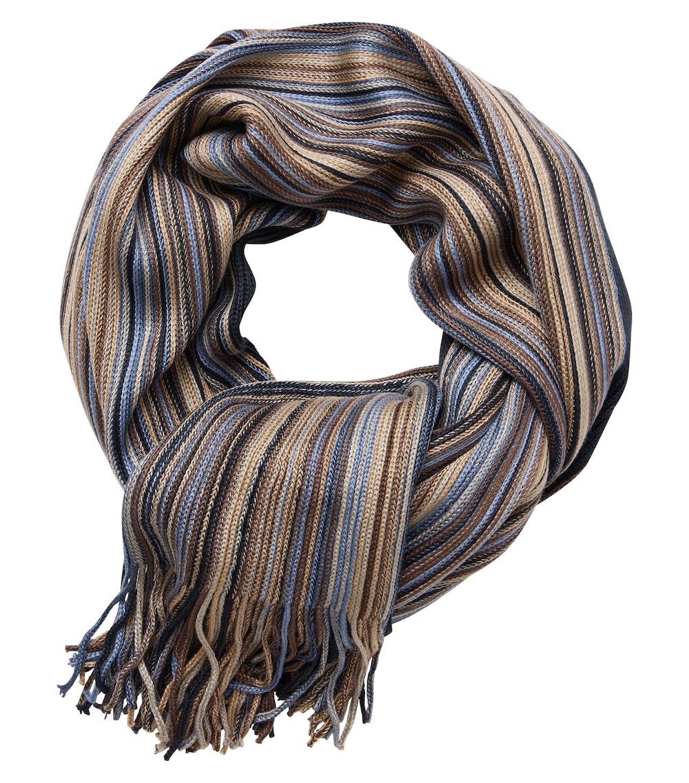 Große Größen Schal gestreift, Herren, braun, Größe: One Size, Synthetische Fasern, Happy Size DE Men von CASAMODA