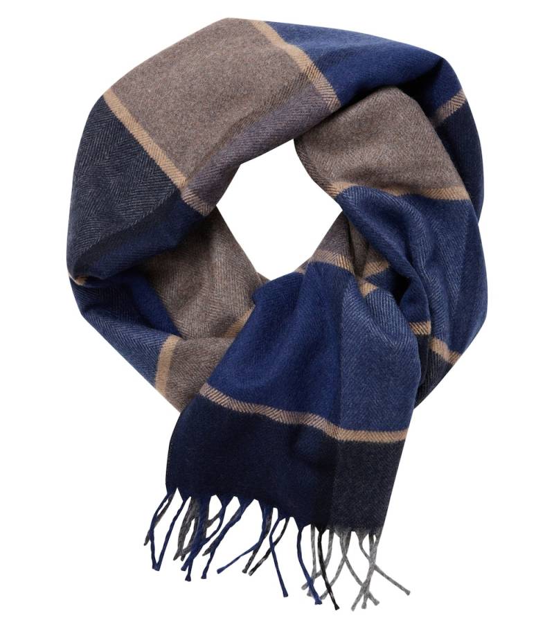 Große Größen Schal kariert, Herren, blau, Größe: One Size, Polyester/Synthetische Fasern/Wolle, Happy Size DE Men von CASAMODA