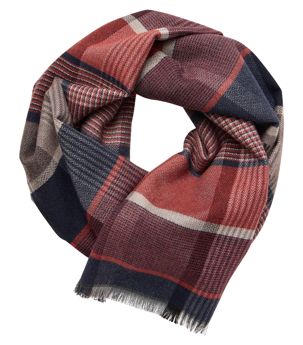 Große Größen Schal kariert, Herren, orange, Größe: One Size, Polyester/Synthetische Fasern/Wolle, Happy Size DE Men von CASAMODA