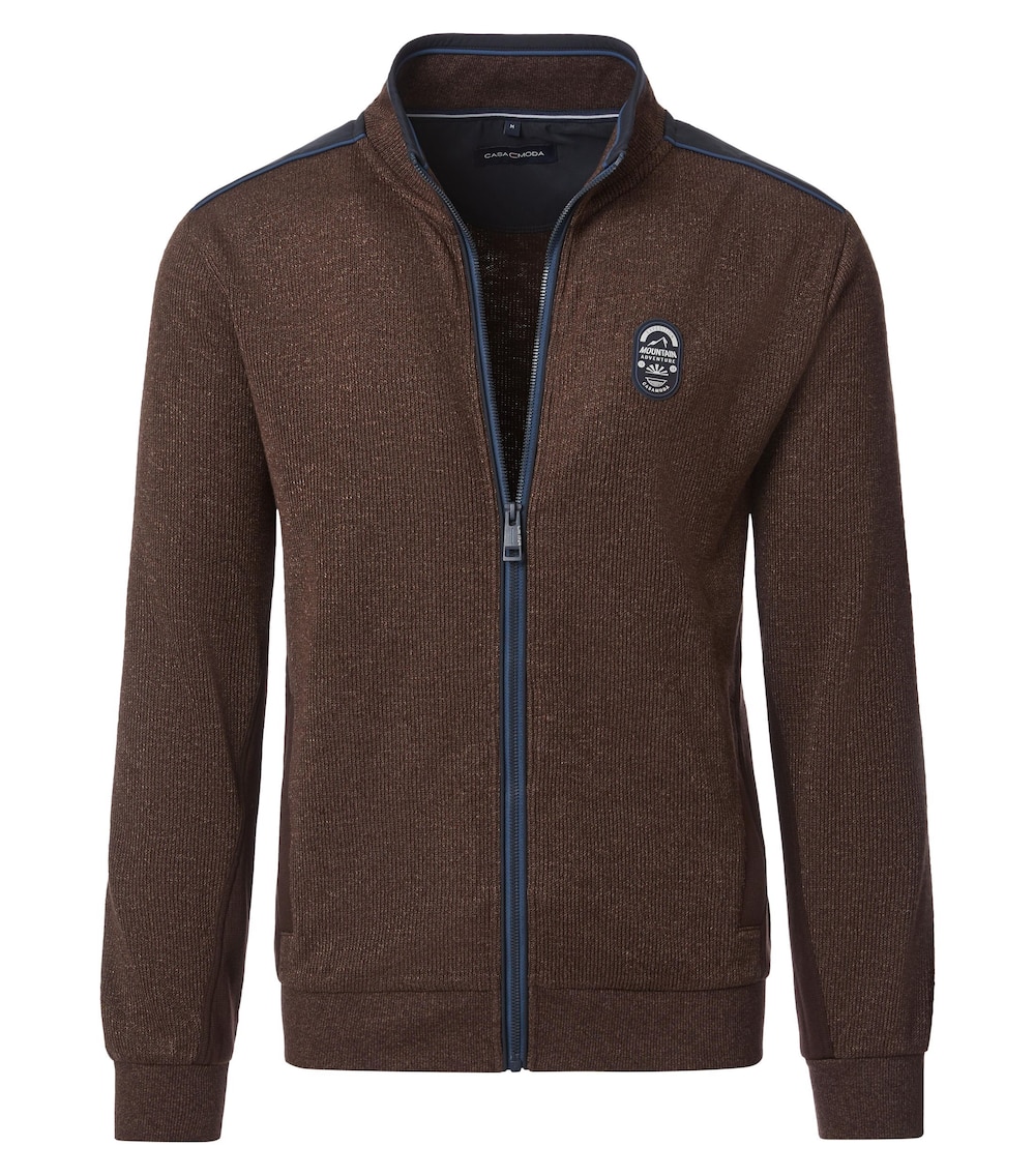 Große Größen Sweatjacke uni, Herren, braun, Größe: 3XL, Baumwolle/Polyester, Happy Size DE Men von CASAMODA