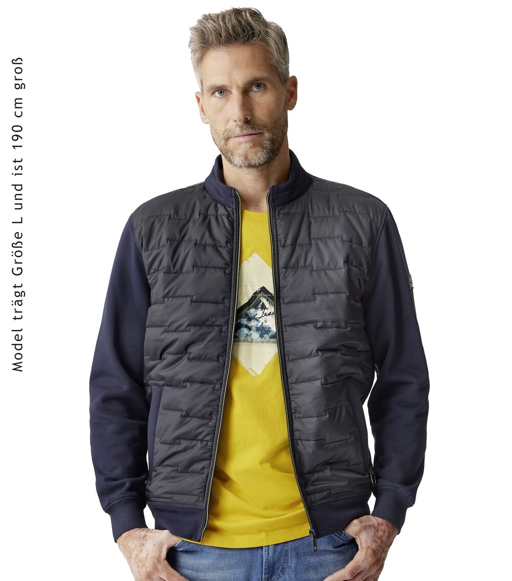 Große Größen Sweatjacke uni, Herren, grau, Größe: L, Baumwolle/Polyester, Happy Size DE Men von CASAMODA