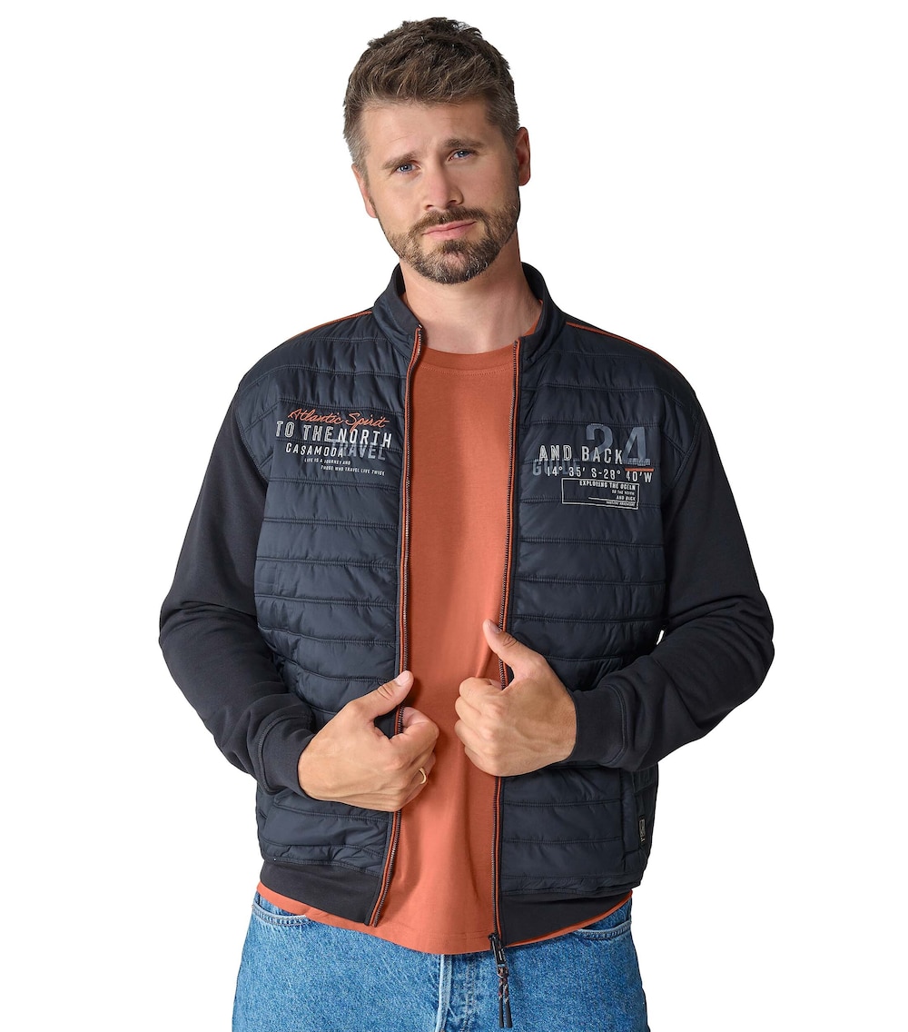 Große Größen Sweatjacke uni, Herren, grau, Größe: XL, Baumwolle/Polyester, Happy Size DE Men von CASAMODA