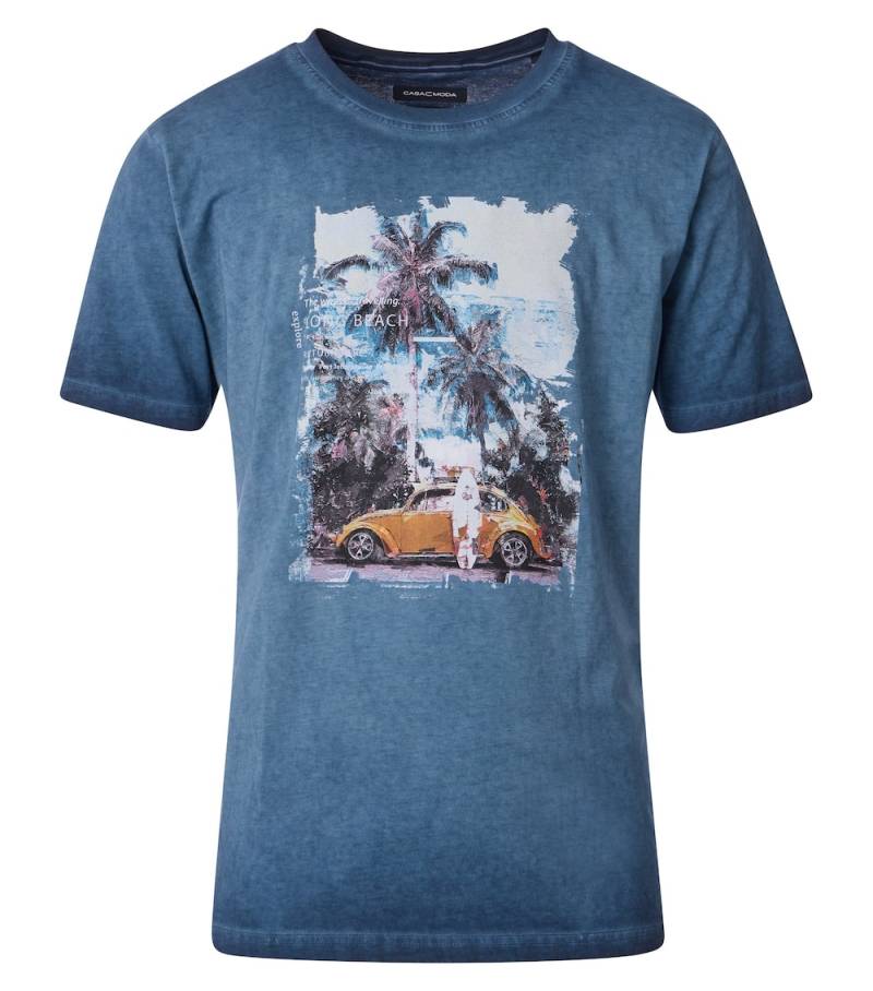 Große Größen T-Shirt uni, Herren, blau, Größe: L, Baumwolle, Happy Size DE Men von CASAMODA