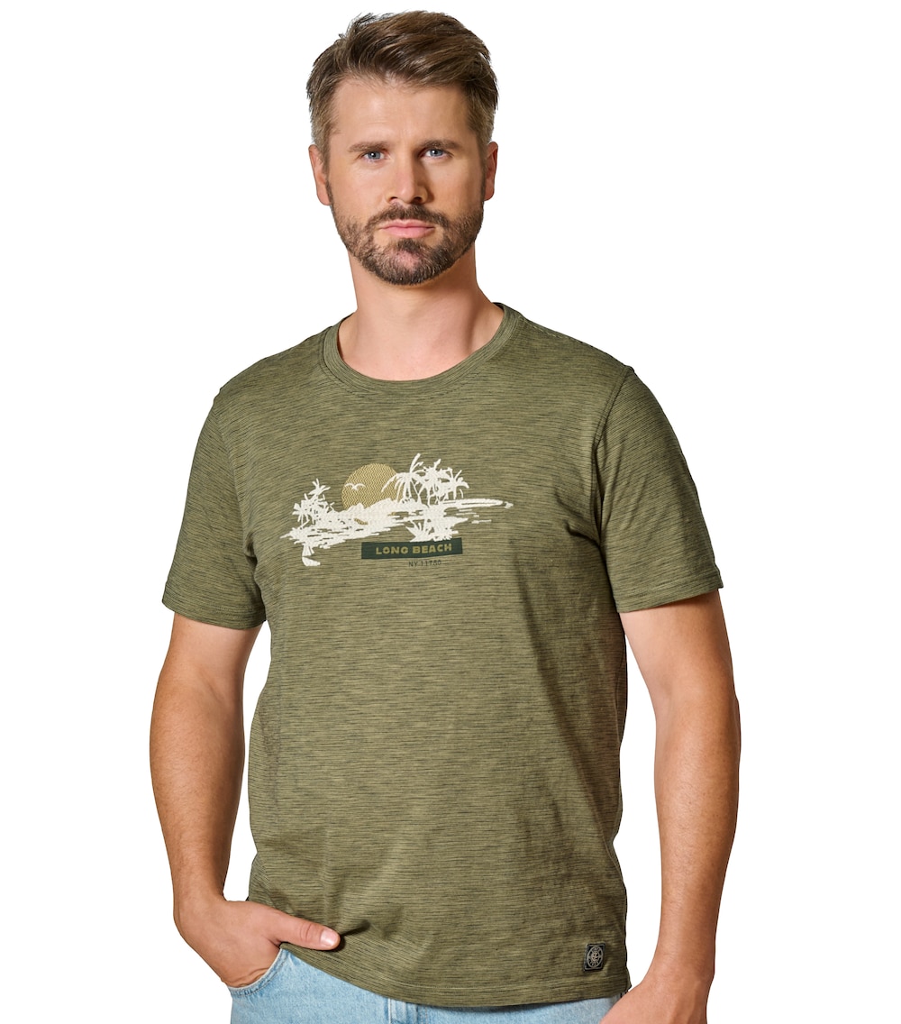 Große Größen T-Shirt Print, Herren, türkis, Größe: L, Baumwolle, Happy Size DE Men von CASAMODA