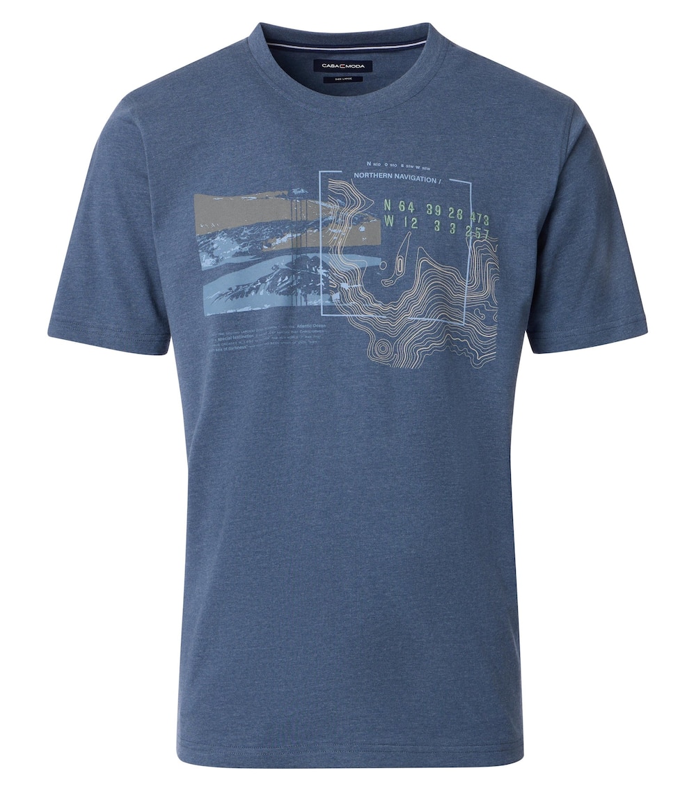 Große Größen T-Shirt uni, Herren, blau, Größe: 5XL, Baumwolle/Polyester, Happy Size Men von CASAMODA