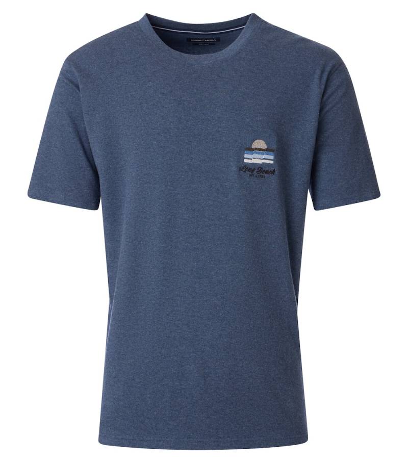 Große Größen T-Shirt uni, Herren, blau, Größe: L, Baumwolle, Happy Size DE Men von CASAMODA