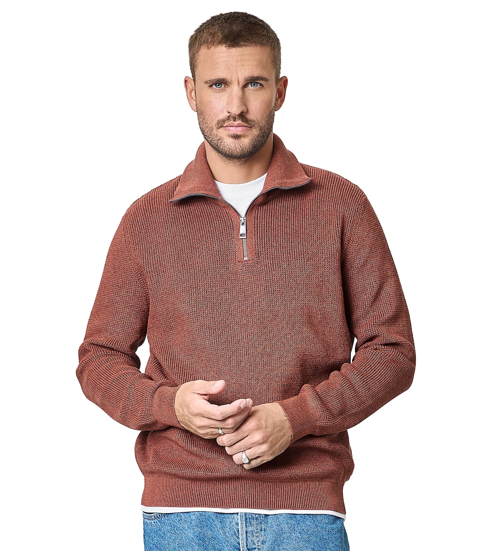 Große Größen Troyer uni, Herren, orange, Größe: XL, Baumwolle/Synthetische Fasern, Happy Size DE Men von CASAMODA