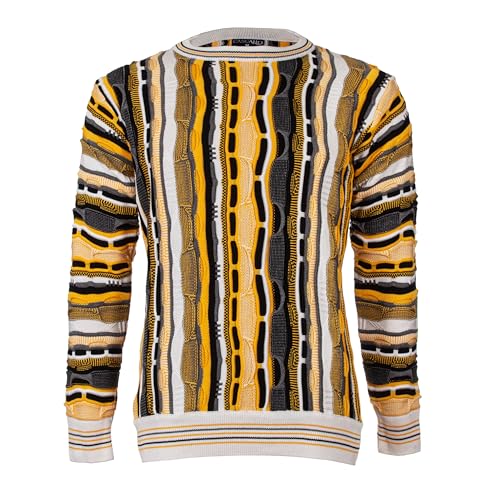 CASCALLO Strickpullover Herren | Style: Marcello | Gestrickter Luxus Designer Rundhals-Pullover (DE/NL/SE/PL, Alphanumerisch, XL, Regular, Regular, Marigold) von CASCALLO