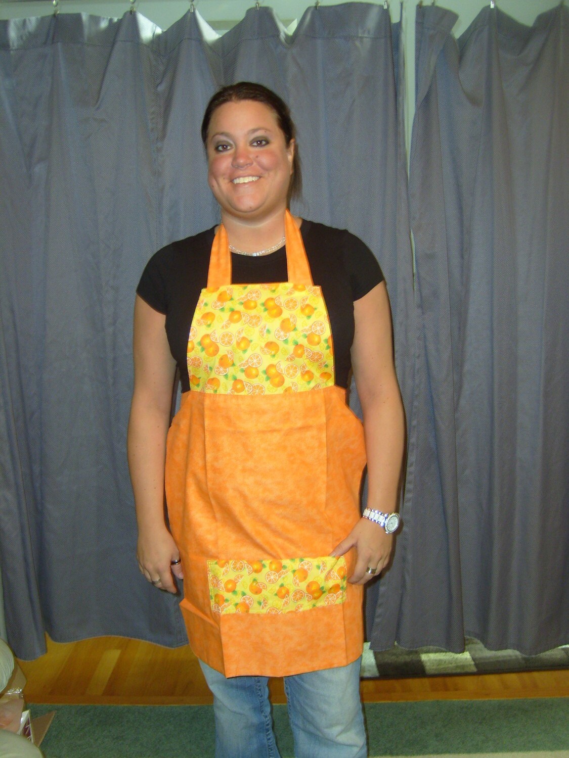Orange Citrus Print Küchenschürze Chef-stil, Doppeltasche Orange Citrus Print Küchenschürze Chef-stil, Doppeltasche von CASESPLUS