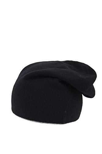 CASH-MERE.CH 100% Kaschmir Beanie Mütze | Strickmütze für Damen und Jugendliche (Schwarz/Hellgrau, beidseitig tragbar, One Size) von CASH-MERE.CH