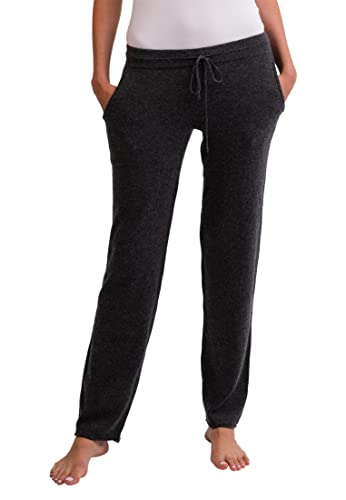 CASH-MERE.CH 100% Kaschmir Damen Jogginghose Sporthose, ideale Freizeithose und Trainingshose (Grau/Anthrazit, M) von CASH-MERE.CH