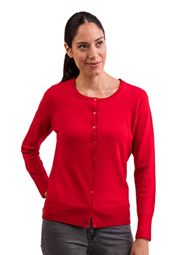 CASH-MERE.CH 100% Kaschmir Damen Pullover Cardigan Rundhalsausschnitt | Strickjacke Rundhalsausschnitt 2-fädig (Rot, S) von CASH-MERE.CH