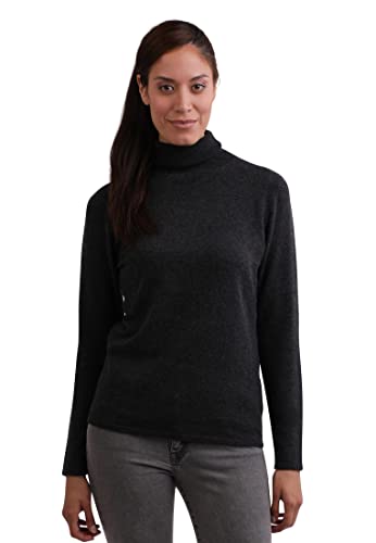 100% Kaschmir Damen Pullover | Sweater Rollkragen 2-fädig (Grau/Dunkelgrau/Dunkles Anthrazit, S) von CASH-MERE.CH
