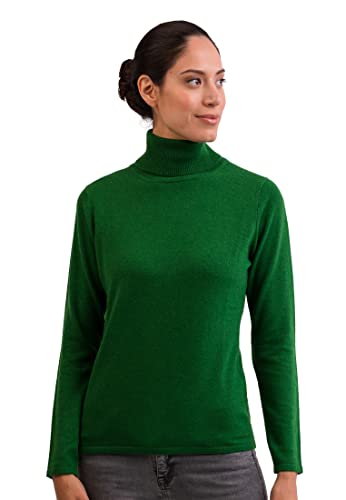 100% Kaschmir Damen Pullover | Sweater Rollkragen 2-fädig (Grün, L) von CASH-MERE.CH