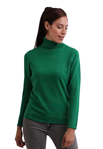 CASH-MERE.CH 100% Kaschmir Damen Pullover | Sweater Rollkragen 2-fädig (Grün/Rainforest Grün, XL)… von CASH-MERE.CH