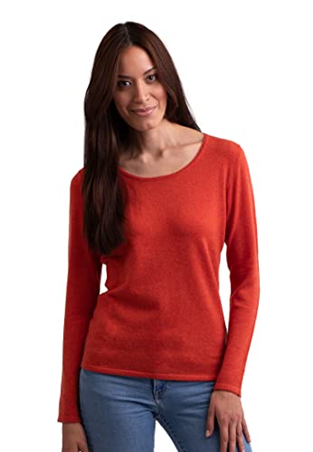 CASH-MERE.CH 100% Kaschmir Damen Pullover | Sweater Rundhalsausschnitt 2-fädig (Gelb/Siena Gelb, L) von CASH-MERE.CH