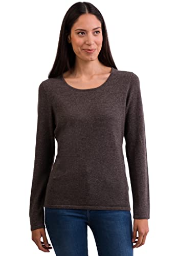 CASH-MERE.CH 100% Kaschmir Damen Pullover | Sweater Rundhalsausschnitt 2-fädig (Grau/Taupe Melange, M) von CASH-MERE.CH