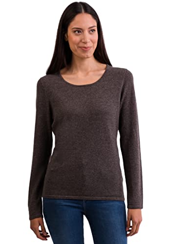 CASH-MERE.CH 100% Kaschmir Damen Pullover | Sweater Rundhalsausschnitt 2-fädig (Grau/Taupe Melange, XL) von CASH-MERE.CH