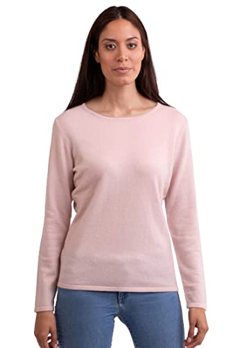 CASH-MERE.CH 100% Kaschmir Damen Pullover | Sweater Rundhalsausschnitt 2-fädig (Rosa/Puderrosa, XL) von CASH-MERE.CH