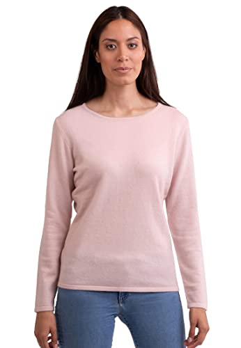 CASH-MERE.CH 100% Kaschmir Damen Pullover | Sweater Rundhalsausschnitt 2-fädig (Rosa/Puderrosa, XS) von CASH-MERE.CH