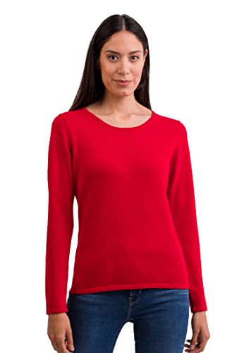 100% Kaschmir Damen Pullover | Sweater Rundhalsausschnitt 2-fädig (Rot, M) von CASH-MERE.CH
