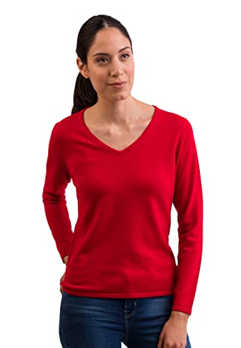 CASH-MERE.CH 100% Kaschmir Damen Pullover | Sweater V-Ausschnitt 2-fädig (Rot, S) von CASH-MERE.CH