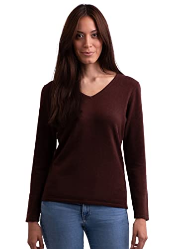 CASH-MERE.CH 100% Kaschmir Damen Pullover | Sweater V-Ausschnitt 2-fädig (Rot/Zinnober Rot, L) von CASH-MERE.CH