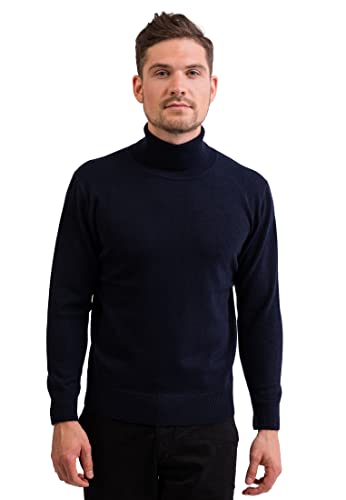 CASH-MERE.CH 100% Kaschmir Herren Pullover | Sweater Rollkragen 2-fädig (Blau/Marine, S) von CASH-MERE.CH