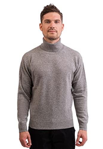 CASH-MERE.CH 100% Kaschmir Herren Pullover | Sweater Rollkragen 2-fädig (Grau, S) von CASH-MERE.CH