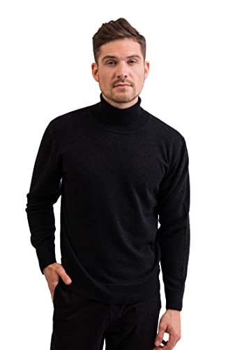 100% Kaschmir Herren Pullover | Sweater Rollkragen 2-fädig (Grau/Dunkelgrau/Dunkles Anthrazit, S) von CASH-MERE.CH