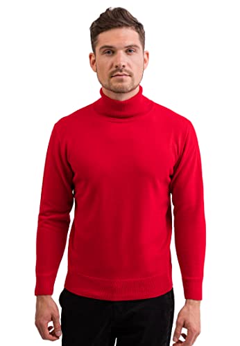 CASH-MERE.CH 100% Kaschmir Herren Pullover | Sweater Rollkragen 2-fädig (Rot, S) von CASH-MERE.CH