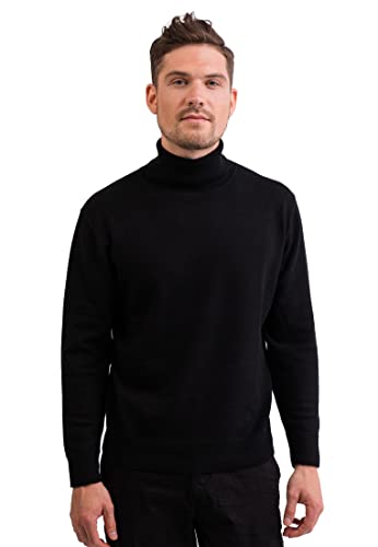 100% Kaschmir Herren Pullover | Sweater Rollkragen 2-fädig (Schwarz, S) von CASH-MERE.CH