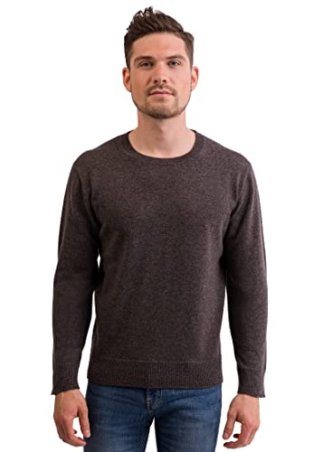 100% Kaschmir Herren Pullover | Sweater Rundhalsausschnitt 2-fädig (Grau/Taupe Melange, L) von CASH-MERE.CH